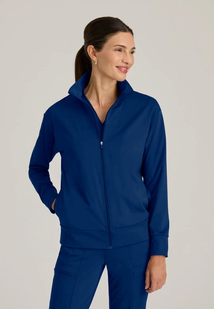 Barco Scrubs Women's Ease Warm-Up Jacket Indigo | scrub-supply.com