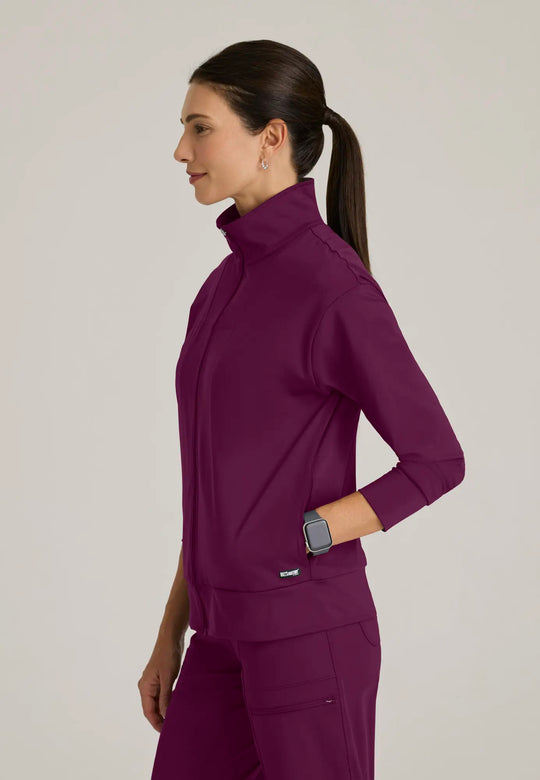 Grey's Anatomy by Barco Scrubs Women's Ease Warm-Up Jacket Wine | scrub-supply.com