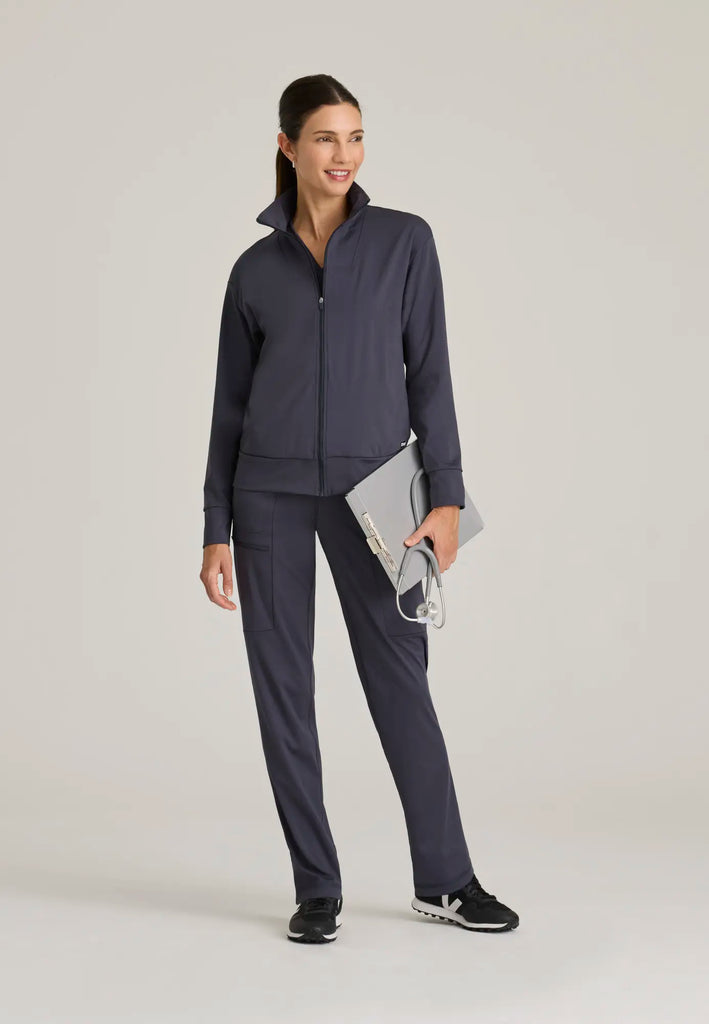 Barco Scrubs Women's Ease Warm-Up Jacket Steel | scrub-supply.com