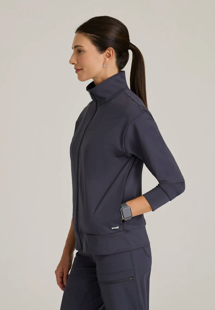 Barco Scrubs Women's Ease Warm-Up Jacket Steel | scrub-supply.com