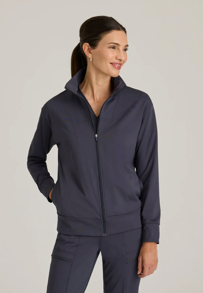 Barco Scrubs Women's Ease Warm-Up Jacket Steel | scrub-supply.com