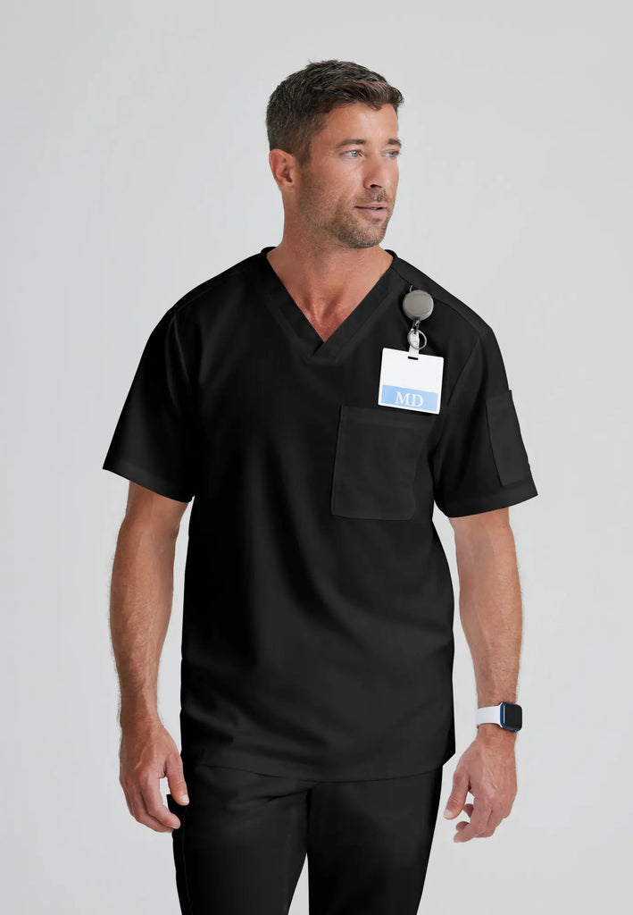 Barco Scrubs Men's Evan Top Black | scrub-supply.com