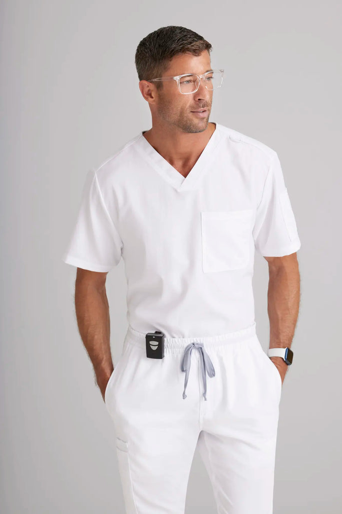 Barco Scrubs Men's Evan Top White | scrub-supply.com