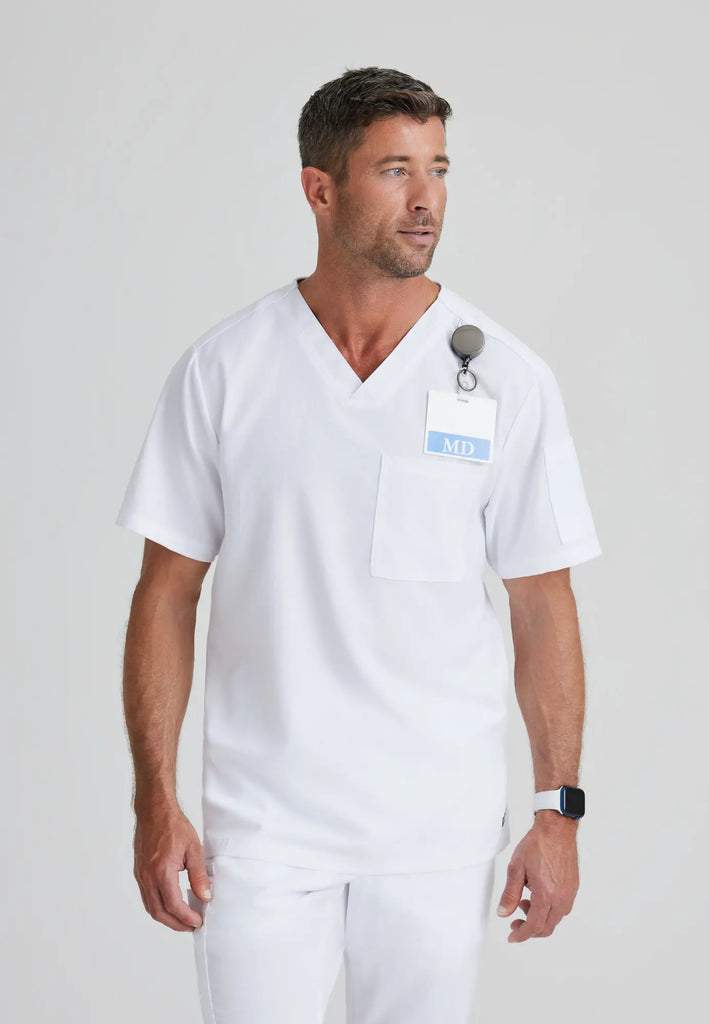 Barco Scrubs Men's Evan Top White | scrub-supply.com