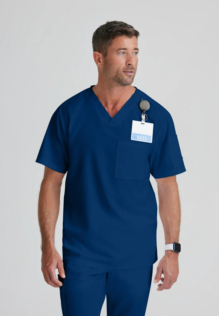 Grey's Anatomy by Barco Scrubs Men's Evan Top Indigo | scrub-supply.com