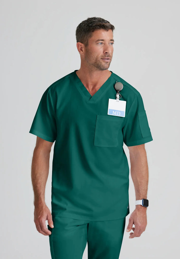 Barco Scrubs Men's Evan Top Hunter Green | scrub-supply.com