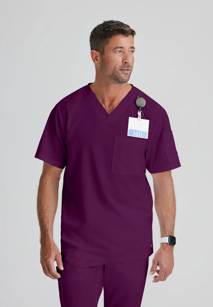 Barco Scrubs Men's Evan Top Wine | scrub-supply.com