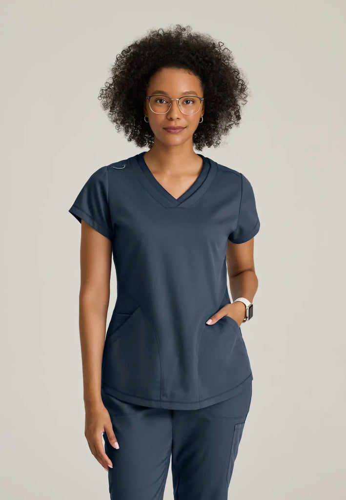 Barco Scrubs Women's Evelyn Top Steel | scrub-supply.com