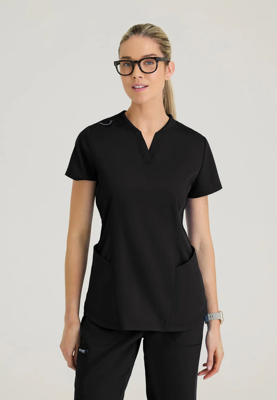 Grey's Anatomy by Barco Scrubs Women's Erin Top Black | scrub-supply.com
