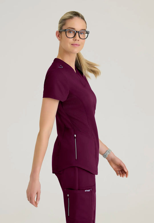 Grey's Anatomy by Barco Scrubs Women's Erin Top Wine | scrub-supply.com