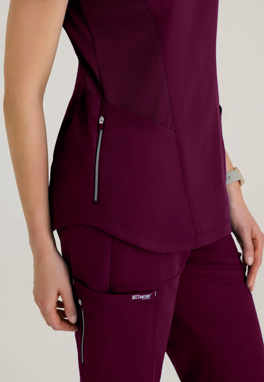 Grey's Anatomy by Barco Scrubs Women's Erin Top Wine | scrub-supply.com