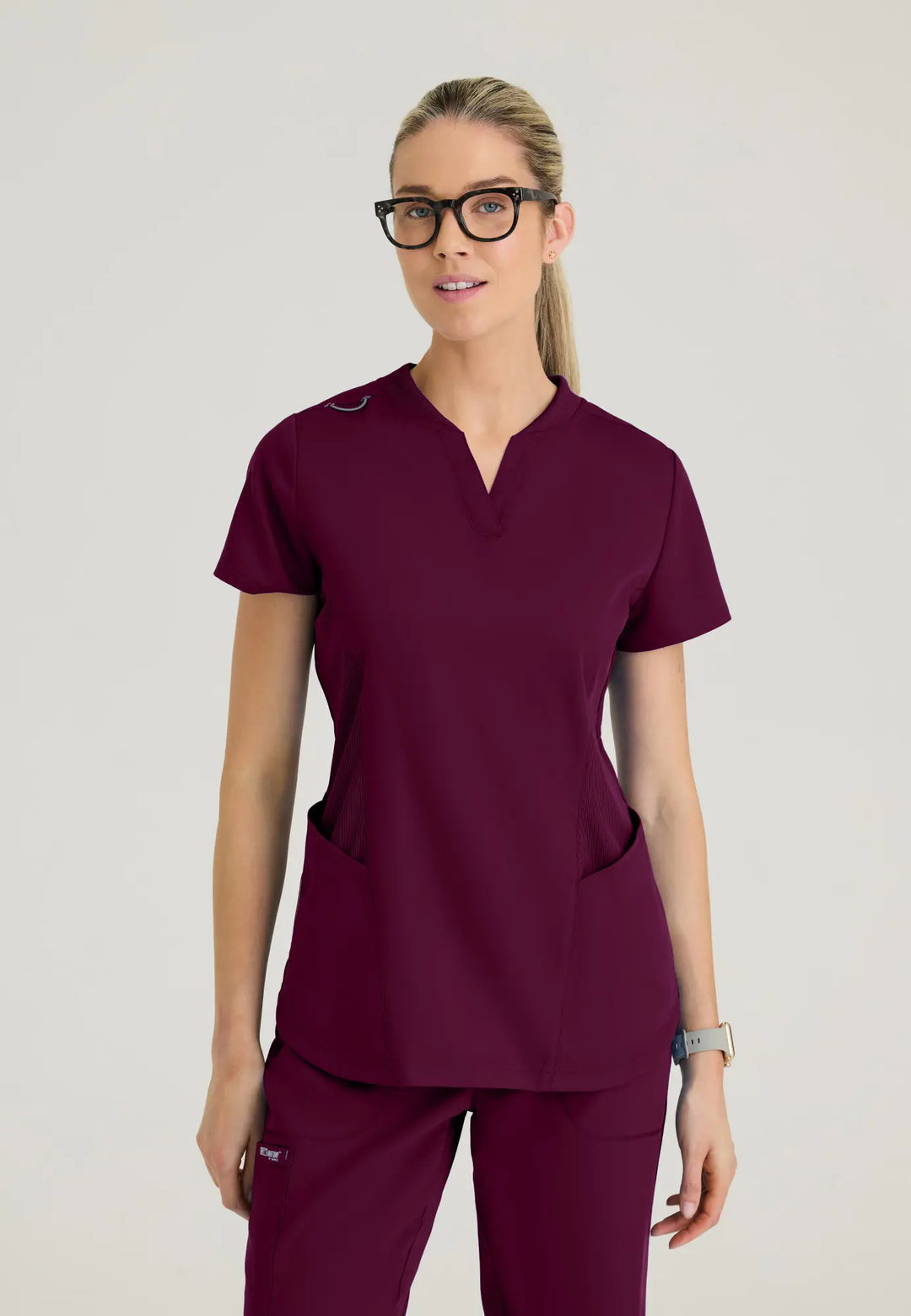 Grey's Anatomy by Barco Scrubs Women's Erin Top Wine | scrub-supply.com