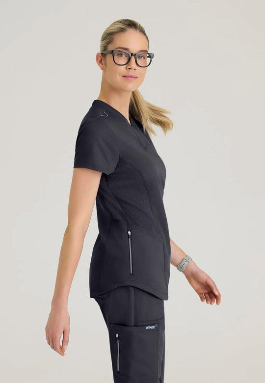 Grey's Anatomy by Barco Scrubs Women's Erin Top Steel | scrub-supply.com