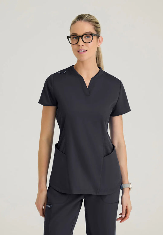 Grey's Anatomy by Barco Scrubs Women's Erin Top Steel | scrub-supply.com