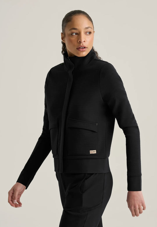 Grey's Anatomy by Barco Scrubs Women's Regina Waffle Jacket Black | scrub-supply.com