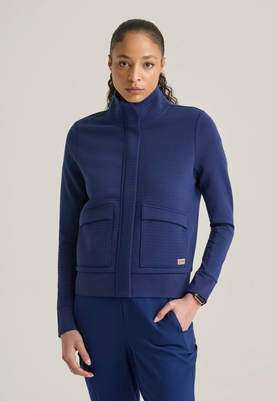 Grey's Anatomy by Barco Scrubs Women's Regina Waffle Jacket Indigo | scrub-supply.com