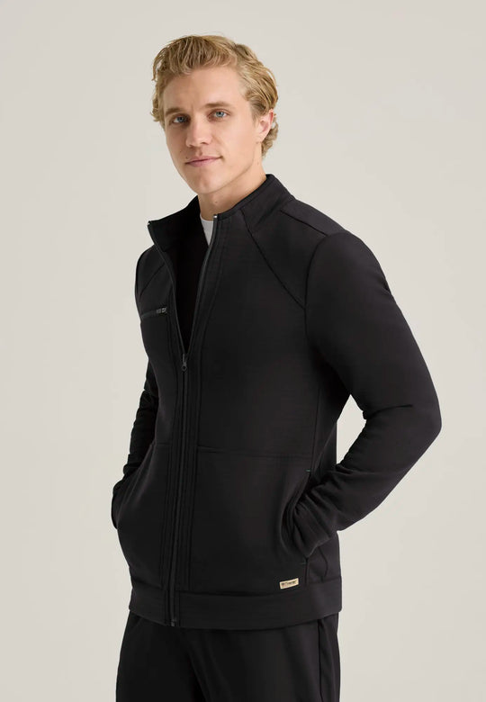 Grey's Anatomy by Barco Scrubs Men's Ron Waffle Fleece Jacket Black | scrub-supply.com