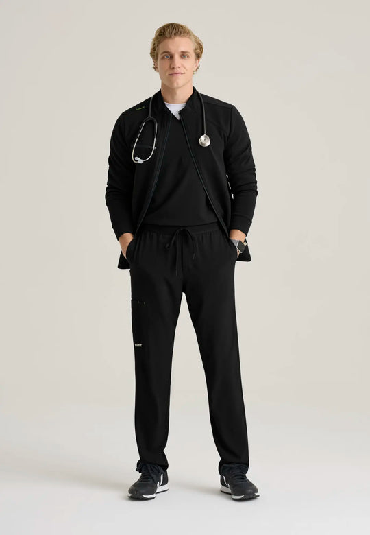 Grey's Anatomy by Barco Scrubs Men's Ron Waffle Fleece Jacket Black | scrub-supply.com
