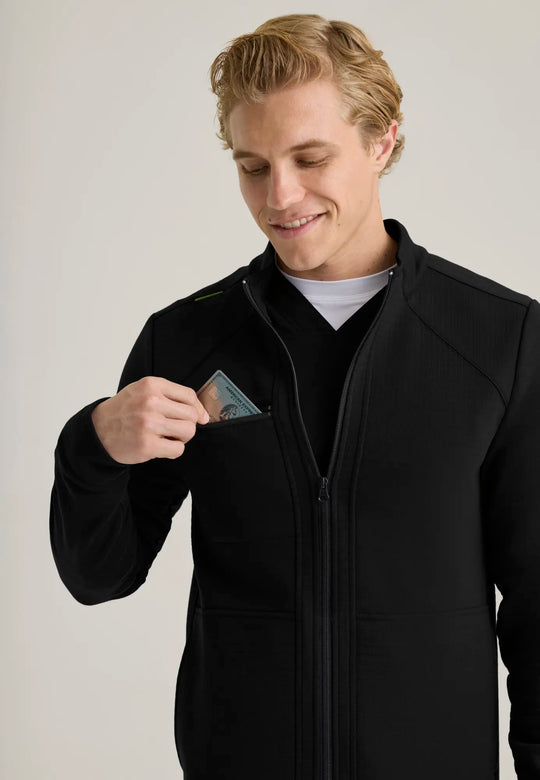Grey's Anatomy by Barco Scrubs Men's Ron Waffle Fleece Jacket Black | scrub-supply.com