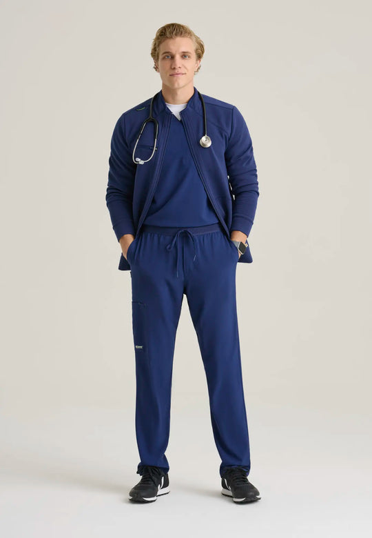 Grey's Anatomy by Barco Scrubs Men's Ron Waffle Fleece Jacket Indigo | scrub-supply.com