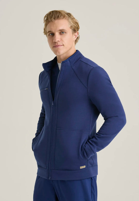 Grey's Anatomy by Barco Scrubs Men's Ron Waffle Fleece Jacket Indigo | scrub-supply.com