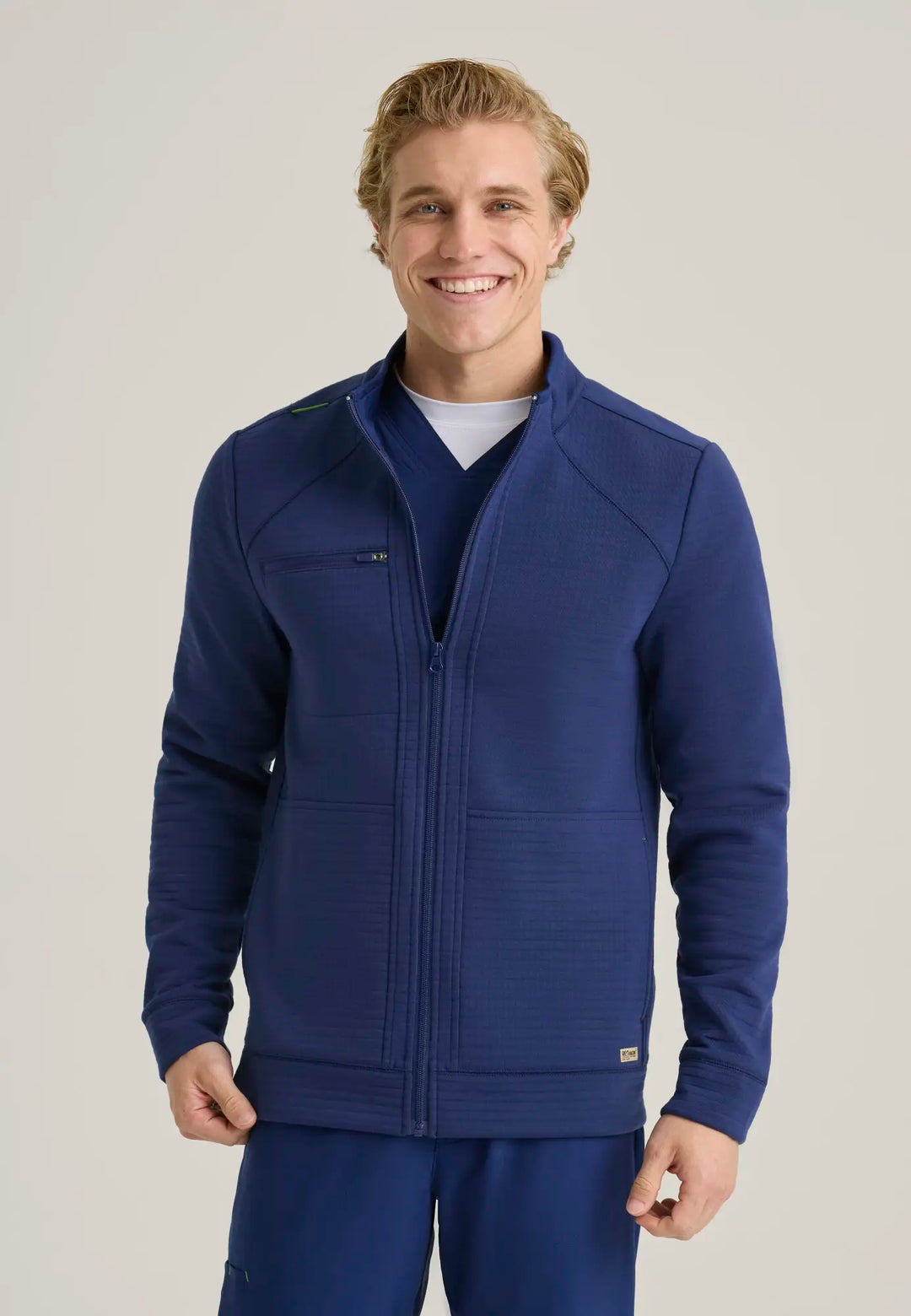 Grey's Anatomy by Barco Scrubs Men's Ron Waffle Fleece Jacket Indigo | scrub-supply.com