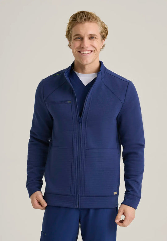 Grey's Anatomy by Barco Scrubs Men's Ron Waffle Fleece Jacket Indigo | scrub-supply.com