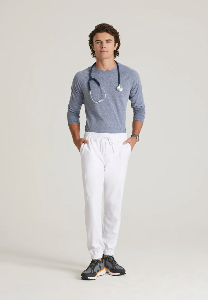 Barco Scrubs Men's Voyager Jogger White | scrub-supply.com