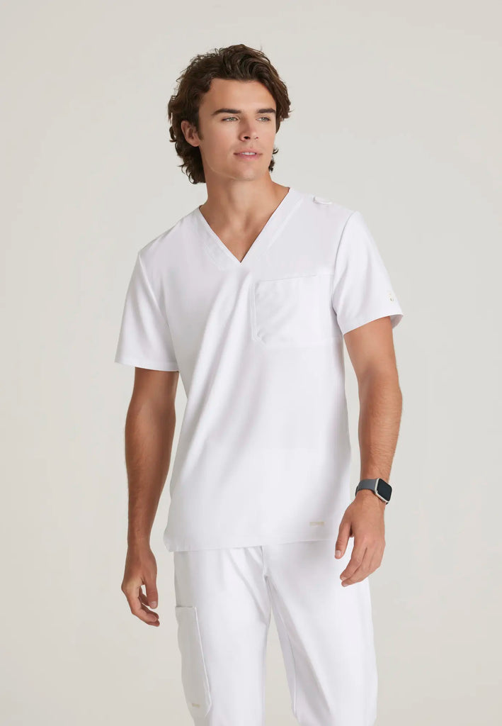 Barco Scrubs Men's Journey Top White | scrub-supply.com