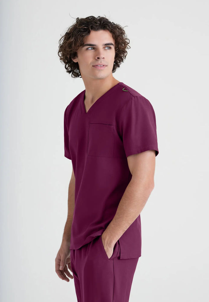 Barco Scrubs Men's Journey Top Wine | scrub-supply.com