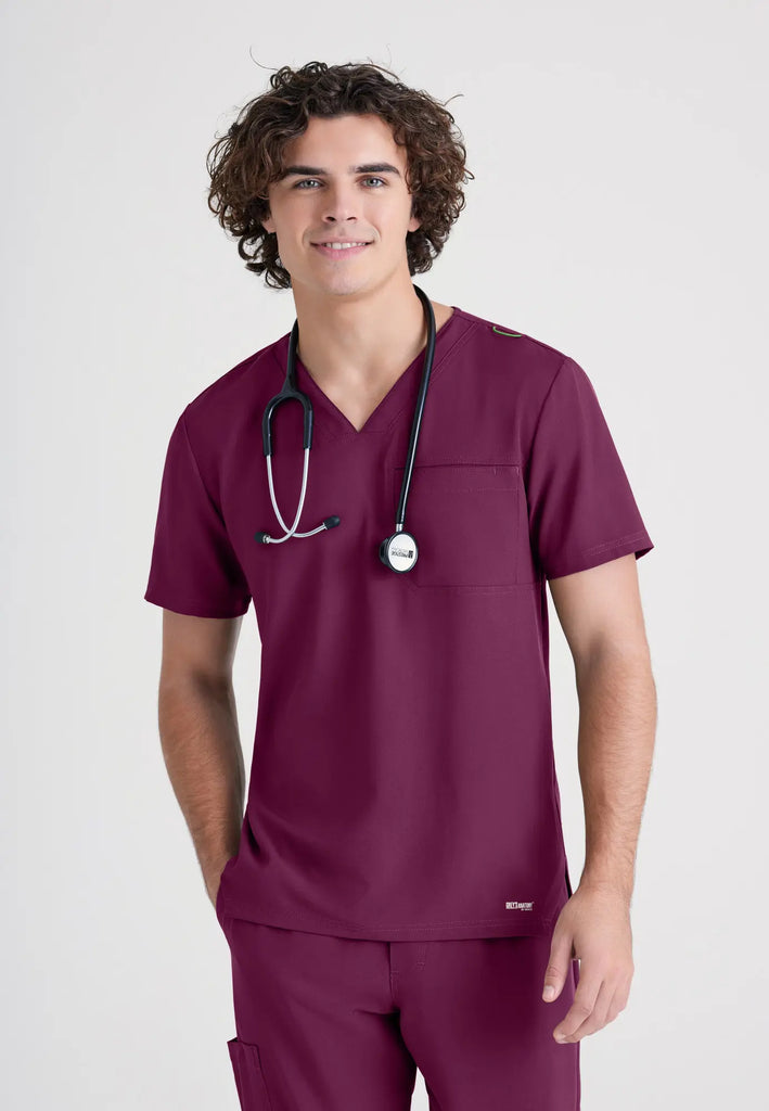 Barco Scrubs Men's Journey Top Wine | scrub-supply.com