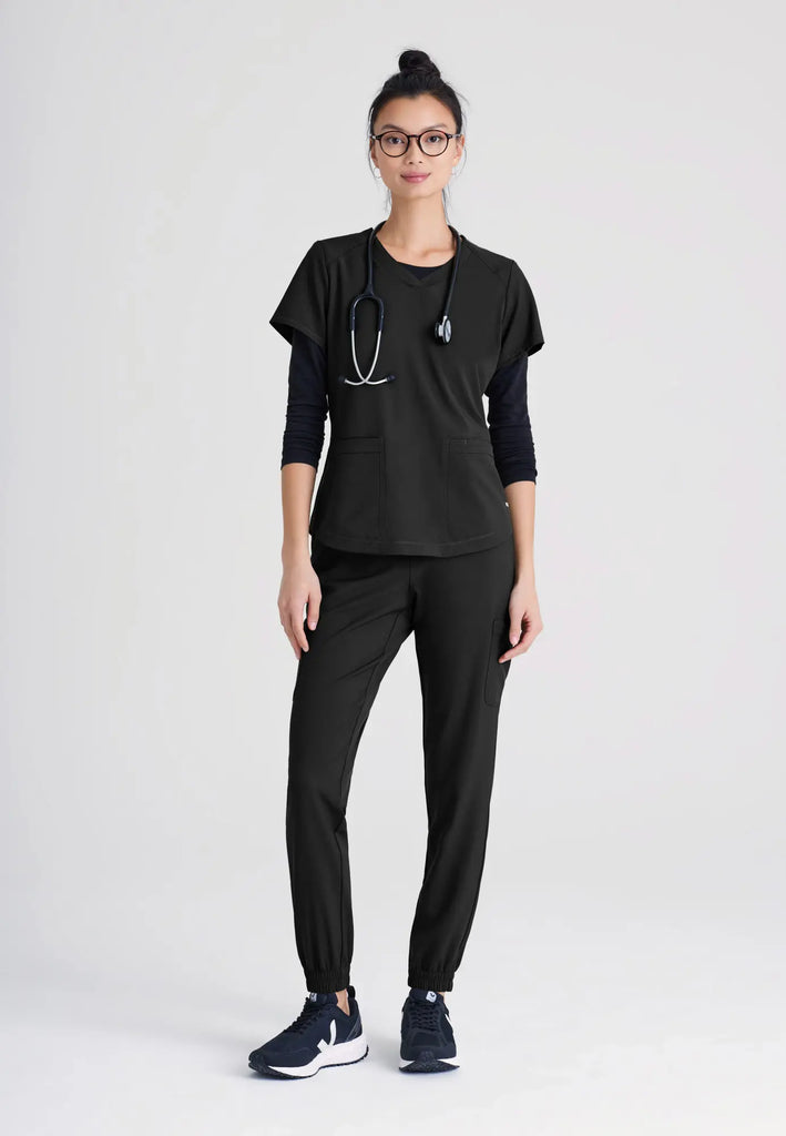 Barco Scrubs Women's Rhythm Top Black | scrub-supply.com