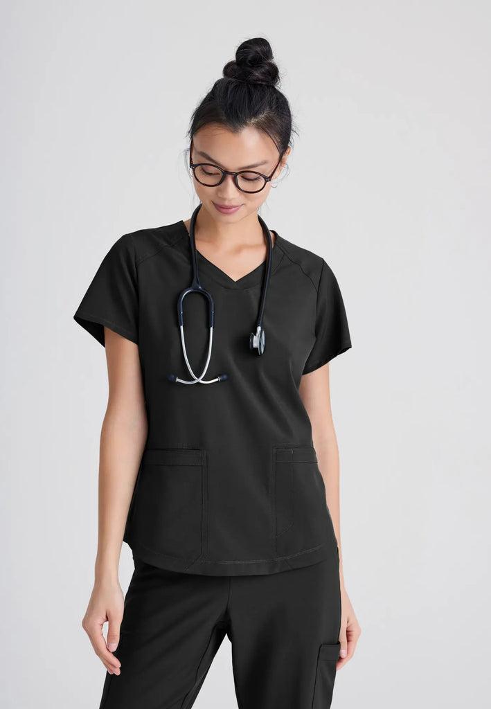 Barco Scrubs Women's Rhythm Top Black | scrub-supply.com