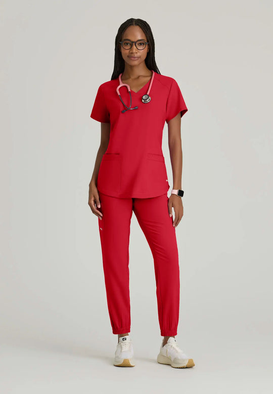 Grey's Anatomy by Barco Scrubs Women's Rhythm Top True Red | scrub-supply.com