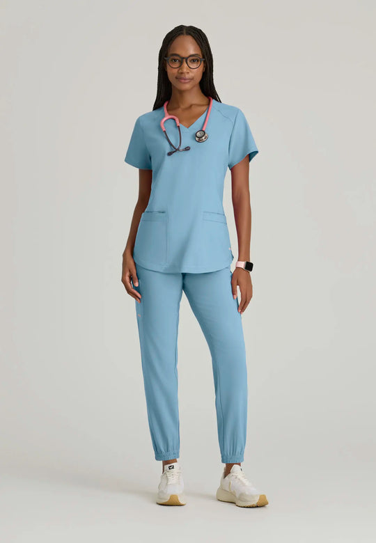 Grey's Anatomy by Barco Scrubs Women's Rhythm Top Ocean Mist | scrub-supply.com