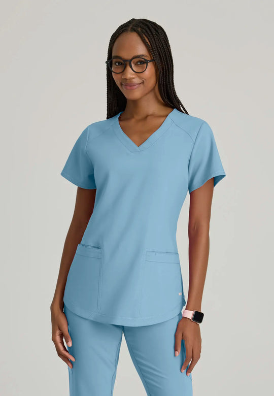 Grey's Anatomy by Barco Scrubs Women's Rhythm Top Ocean Mist | scrub-supply.com