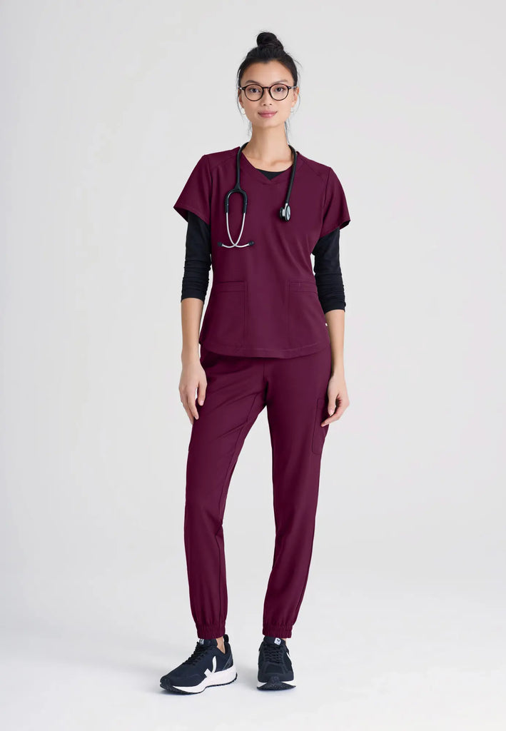 Barco Scrubs Women's Rhythm Top Wine | scrub-supply.com