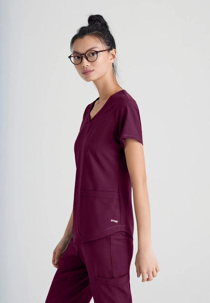 Barco Scrubs Women's Rhythm Top Wine | scrub-supply.com