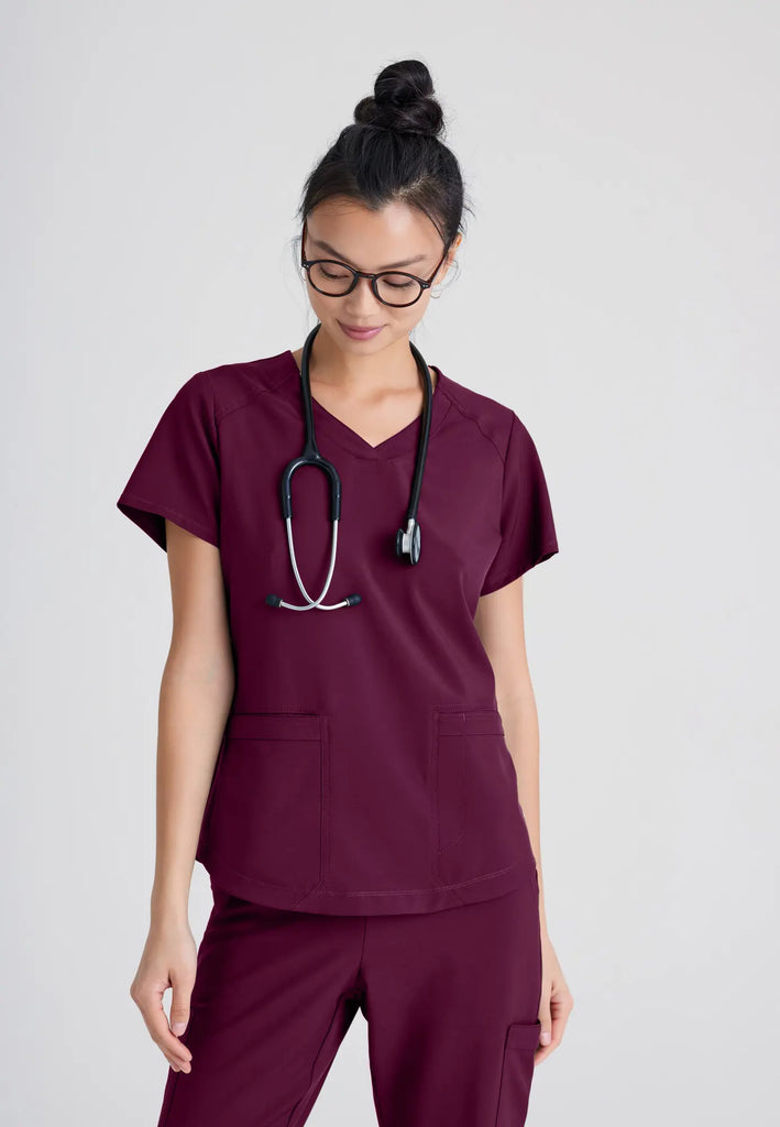 Barco Scrubs Women's Rhythm Top Wine | scrub-supply.com