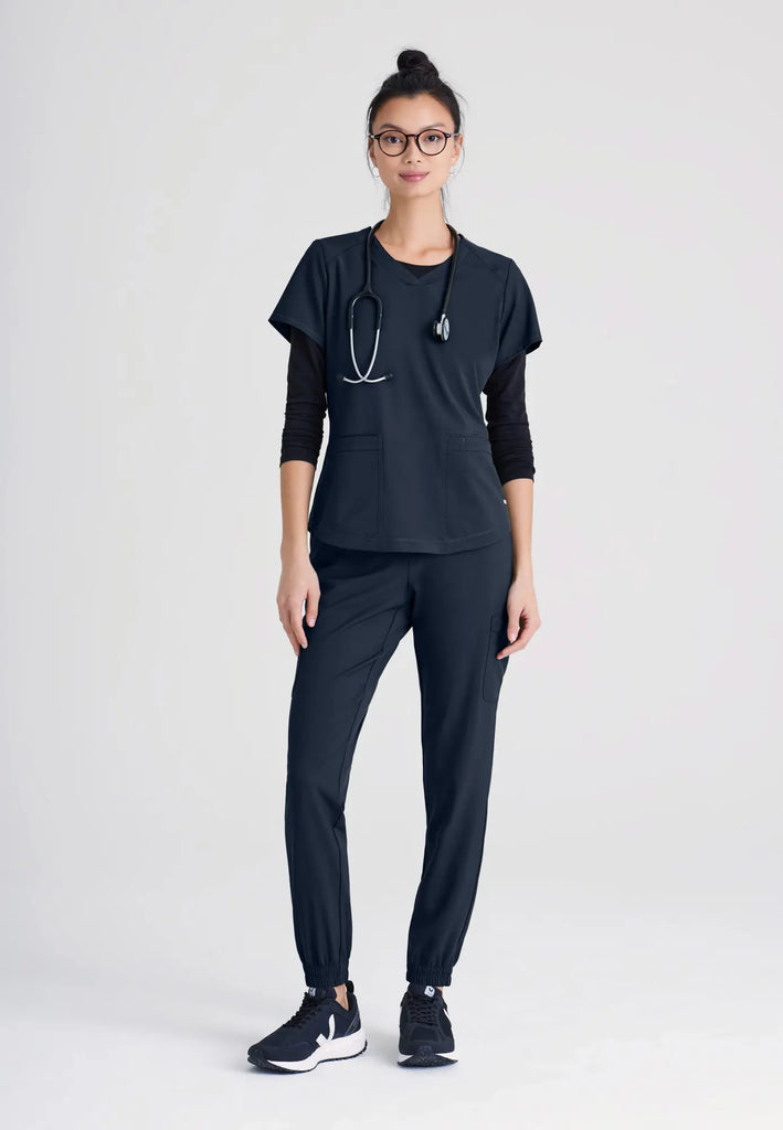 Barco Scrubs Women's Rhythm Top Steel | scrub-supply.com