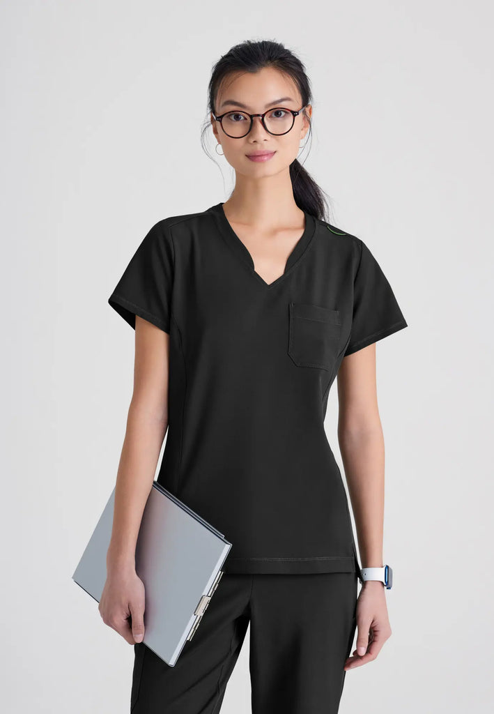 Barco Scrubs Women's Sway Tuck-In Top Black | scrub-supply.com