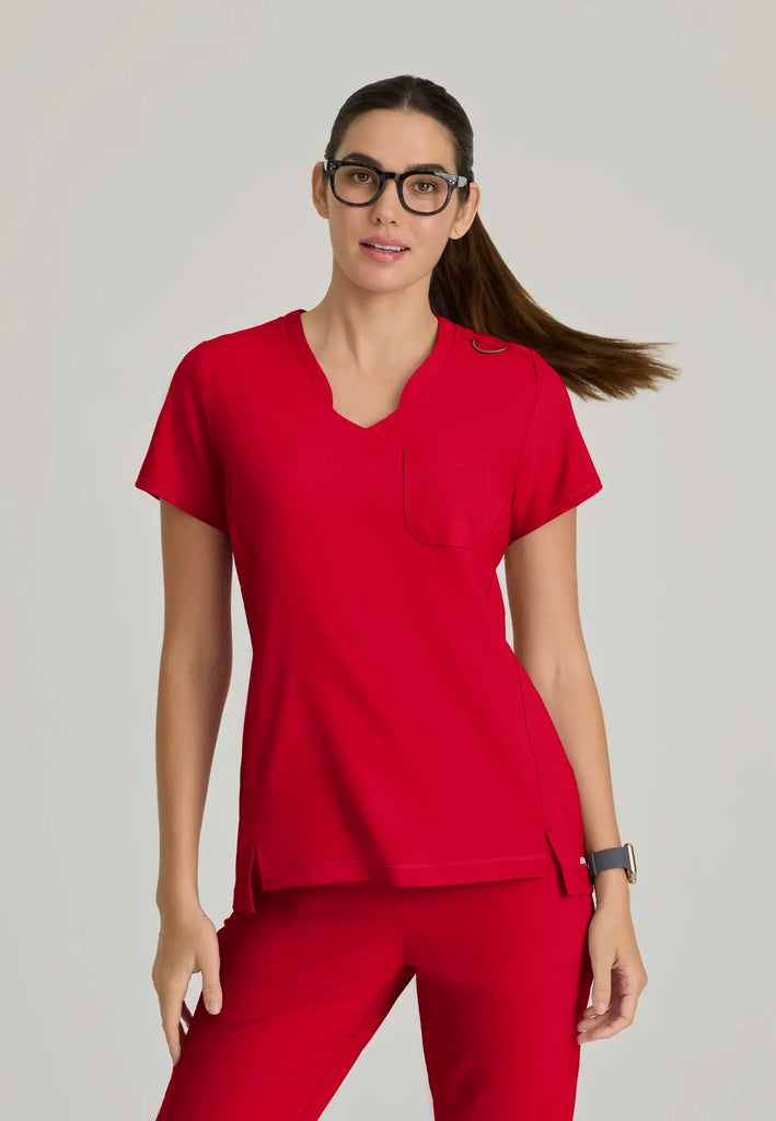 Barco Scrubs Women's Sway Tuck-In Top True Red | scrub-supply.com