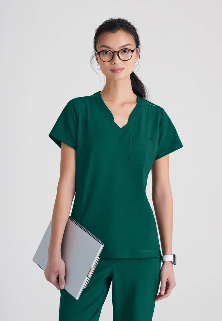 Barco Scrubs Women's Sway Tuck-In Top Hunter Green | scrub-supply.com