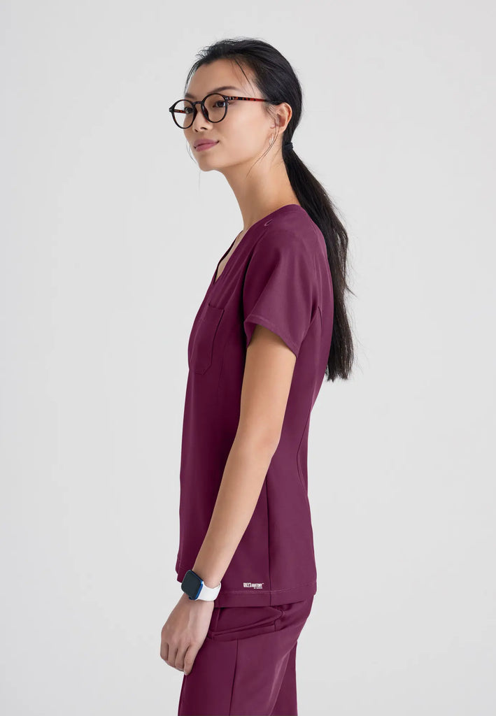 Barco Scrubs Women's Sway Tuck-In Top Wine | scrub-supply.com