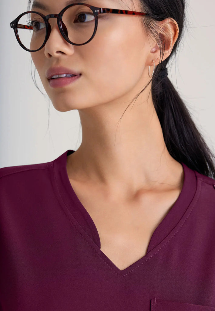 Barco Scrubs Women's Sway Tuck-In Top Wine | scrub-supply.com