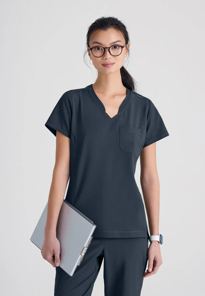 Barco Scrubs Women's Sway Tuck-In Top Steel | scrub-supply.com