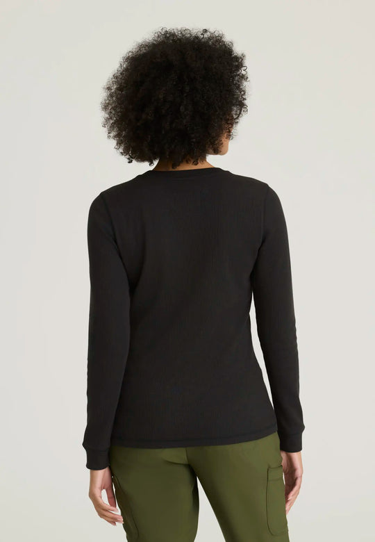 Grey's Anatomy by Barco Scrubs Women's Wanderlust Long Sleeve Top Black | scrub-supply.com