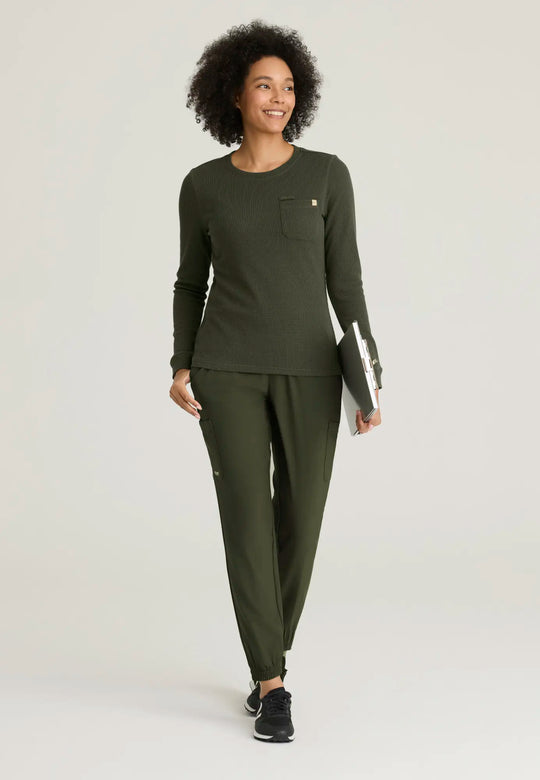 Grey's Anatomy by Barco Scrubs Women's Wanderlust Long Sleeve Top Fern | scrub-supply.com