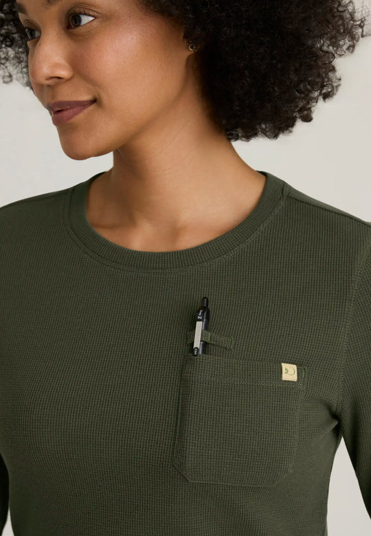 Grey's Anatomy by Barco Scrubs Women's Wanderlust Long Sleeve Top Fern | scrub-supply.com