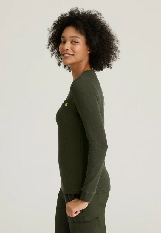 Grey's Anatomy by Barco Scrubs Women's Wanderlust Long Sleeve Top Fern | scrub-supply.com